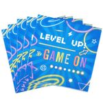 WERNNSAI Video Game Party Napkin Decorations - 50PCS Paper Napkins Disposable Neon Gaming Birthday Napkins Video Game Party Supplies for Kids Boys Game Night Party Baby Shower Blue