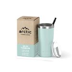 Arctic Tumblers | 20 oz Light Green Insulated Tumbler with Straw & Cleaner - Retains Temperature up to 24hrs - Non-Spill Splash Proof Lid, Double Wall Vacuum Technology, BPA Free & Built to Last