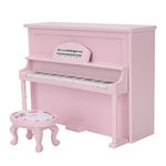 Yosoo Health Gear Wooden Dolls House Furniture Set, Dollhouse Piano, 1:12 Mini Simulation Wooden Dollhouse Furniture Grand Piano with Stool Doll House Model, Doll House Accessories(pink)