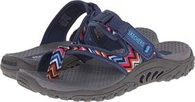 Skechers Women's Reggae Zig Swag Flip Flop, Navy/Multi, 11 M US