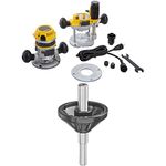 DEWALT DW618PK 12-AMP 2-1/4 HP Plunge and Fixed-Base Variable-Speed Router Kit with Centering Cone for Fixed Base Compact Router