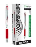 Zebra Pen Z-Grip Flight Retractable Ballpoint Pen, Bold Point, 1.2mm, Red Ink, 12-Count