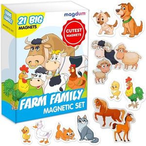 magdum Magneti Fattoria Famiglia - 21 GRANDI calamite frigorifero - Giochi educativi 1 anno - per bambini 3 anni