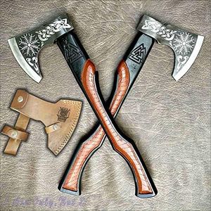 SHINY CRAFTS-Viking Axe Bearded Axe Tomahawk Birthday Gifts-1 Axe Only Handmade Carbon Steel Viking Axe,Valentine's Day Gift, Leather Sheath (VBA 01)