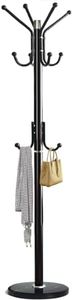 VEKOID Modern Metal Coat Rack Freestanding with Natural Marble Base, Sturdy Metal Coat Racks Stand with 11 Hooks, Bedroom Coat Tree Hanger, Hall Tree for Clothes Jacket Hat bag Entryway (Black)