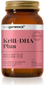 ECOGENETICS - Aceite de Krill+DHA Plus 60 Cápsulas Blandas | Fuente Premium de Omega 3 (415mg por cápsula) para Salud Cardiovascular | Potenciador Cerebral Ideales para la Concentración y Memoria
