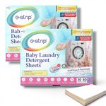 eStrip Baby Laundry Detergent Sheets – 60(120 washes)|pH balanced, No Harsh Chemicals| Safe on Baby Skin, Tough on Stains,| Plant-Based, Anti-bacterial, Hypoallergenic Formula|For Machine & Hand Wash