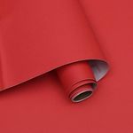 Ismoon 15.7"X118"Thicken Red Contact Paper Matte Red Wallpaper Opaque Red Removable Waterproof Peel and Stick Vinyl Film Self-Adhesive Paper Shelf Liner for Decorating Wall Table Wall and Door Reform