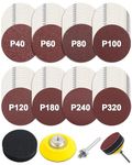 JatilEr 80 Pcs 50mm Sanding Discs, Hook and Loop Discs with 1/4" Shank Backing Plate and Soft Foam Buffering Pad, Grit P40/60/80/100/120/180/240/320 Orbital Sander Pads Round Sandpaper for Polished