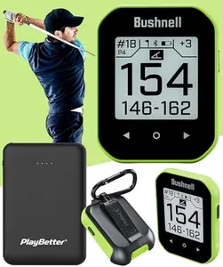 Bushnell Phantom 3 (Green) Slope Golf GPS Handheld Bundle - Touchscreen, Auto Course & Hole Recognition, Auto-Prompt Score Entry with PlayBetter Portable Charger, Belt Clip & Carabiner