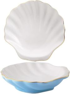 Lilly Pulitzer 6.5 Inch Seashell Appetizer Plates, Ceramic Plate Set of 2, Unique Plates for Home Kitchen, Blue and White Shells
