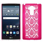 LG G Stylo (Sprint, MetroPCS, Boost Mobile) Case, Ultra Thin Vintage Damask Hard Case - Hot Pink (HOT PINK VINTAGE LACE)