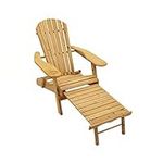 Trueshopping Wooden Garden Chair with Slide Away Leg Rest Outdoor Adirondack Chair Patio Furniture Armchair Sun Lounger