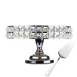 Lindlemann Decorative Metal Cake Stand with Pedestal - Round Cake Stand with Genuine Mineral Crystals - Bonus Cake Spatula - Perfect for Weddings, Birthdays and Special Occasions (12 inches, Silver)