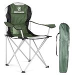 Green Haven Deluxe Padded Camping Chairs - Heavy-Duty Folding Chair Hold up to 120kg - Flat Feet Camping Chairs with Cup Holder and Side Pockets - Comfortable Beach Chairs