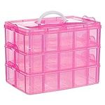 SGHUO 3-Tier Pink Craft Storage Con