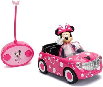 Disney Junior 7.5" Minnie Mouse Roadster RC Remote Control Car Pink 27MHz, Toys for Kids, Pink with Stars and Polka Dots