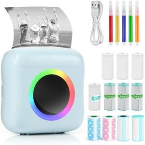 GuKKK Imprimante Photo Portable, Mini Imprimante Photo Instantané sans Fil, Imprimante Thermique sans Fil BT Imprimante Mobile avec LED à Sept Couleurs, Imprimante pour Photos Liste (Bleu)
