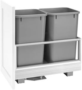 Rev-A-Shelf Double 27 Quart Pull Out Trash Can for Base Kitchen Cabinets, Storage Garage Bin on Wire Basket with Soft Close, Silver, 5149-1527DM-217
