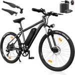 Finbike Electric Bike Adults, 26" Electric Mountain Bicycle with Removable Battery, 60/80 KM Range, 5 Speed Levels & 7-Speed Derailleur, LCD Display, E-Bike for Adults
