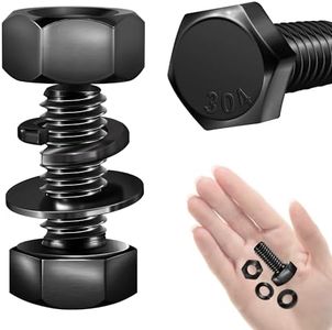 Mywish (10 Sets) 5/16-18 x 3/4" Hex Head Bolts and Nuts with Flat & Lock Washers, 304 Stainless Steel 18-8, Fully Threaded, Black Oxide Bolt Kit, 5/16 Bolt