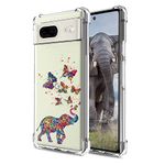 BEIMEITU for Google Pixel 7 Case Butterfly Elephant Cute, Soft Silicone Bumper Cover Women Girls Kids Butterfly Design, Shockproof Protective Phone Case for Google Pixel 7 Clear