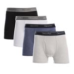 Men's Cotton Rich Underwear Boxer Brief | Mid Leg Length Design (4/8-pack) | Tag-Free, Ultra Soft, Breathable (Made in Egypt), Multi (4-pack), S