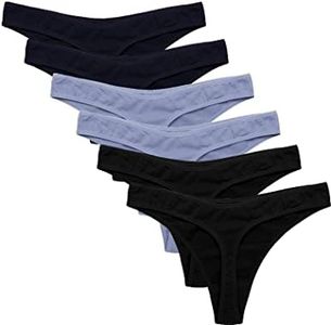 Ekouaer Womens Thongs Invisible Panties No Show Seamless Low Waist Breathable G-String Cotton Thongs 6 Pack, Multicolored 2 - 6 Pack, Medium