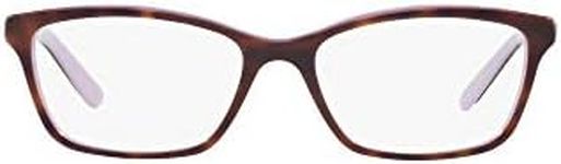 Ralph by Ralph Lauren Women's RA7044 Cat Eye Prescription Eyewear Frames, Shiny Dark Havana On Violet/Demo Lens, 52 mm