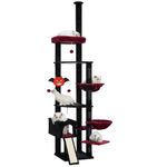 Heybly Floor to Ceiling Gothic Cat Tree 92.5-104 Inches with Hammock,Cat Condo,Tall Cat Climbing Tower Adjustable with Scratching Posts for Indoor Cats Black Red HCT091BR