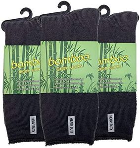 UP 12 Pairs Men Mens Thick Bamboo Work Socks Heavy Duty Cushion Bulk New Size 6-11,11-13 Black Navy Grey (11-13, Black)