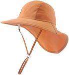 Zsedrut Toddler Summer Hat with Neck Flap Waterproof Kids Swim Hat Baby UV Protection Sun Hats Beach Cap for Boys Girls (Caramel, (44-48CM) 3M-12M)