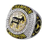 Goat Championship Rings Award Trophy Medal Greatest of All Time Gift for Tournament or League Champion Winner (just Ring, Size 10)