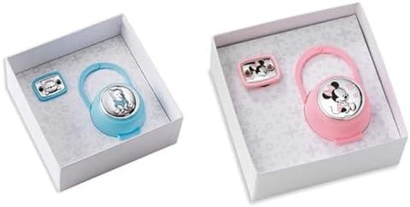VALENTI & CO. Disney Clip Ciuccio, Catenella Portaciuccio Con Box In Argento Con Dettagli Winnie The Pooh - Ideale Come Regalo Per Nascita Neonato O Battesimo, Celeste, One size