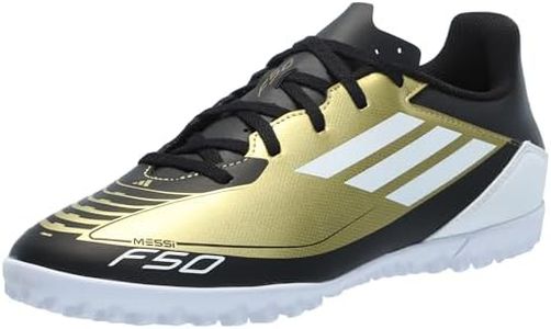 adidas Men's F50 Club Messi Turf Sneaker, Gold Metallic/White/Black, 10.5