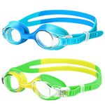 Kids Swim Goggles, Suright 2 Pack Swimming Goggles No Leaking Anti Fog Kids Goggles for Boys Girls(Age 6-14)