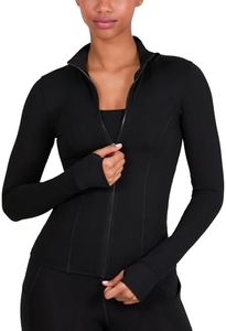 YITTY Active Women's Ultraluxe Full Zip Jacket, Athleisure, 4-Way-Stretch, Thumbholes, Iconic Black, S