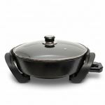 Moss & Stone Nonstick Electric Skillet 12 Inch Aluminum Electric Fryer With 2 Layers Of Non-Stick Coating, Adjustable Temperature Control, Lid With Steam Vent, Electric Deep Dish Skillet