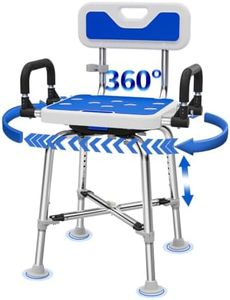 Swive Shower Chair with Arms and Back Heavy Duty 500 lbs for Seniors Elderly Disabled or Bariatric Adults Bench Seat for Inside Shower Stall and Bathroom Bath Tub Seats Adjustable Stool