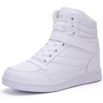 UBFEN Women's Shoes Hidden Wedges 5.5cm Fashion Sneakers Ankle Boots Bootie Platform Heel High Top Casual Sport 9 US / 40 EU B White