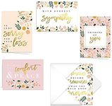 Modern Floral Sympathy Cards / 25 Sympathy Cards / 5 Designs with Matching Inside Verses