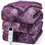 EHEYCIGA Electric Heated Throw Blanket Twin Size Faux Fur, 10 Hours Auto Shut Off 9 Heating Levels Heating Blanket for Kids, Soft Warm Heated Blanket Fast Heating, Faux Fur & Sherpa