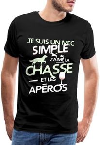 Spreadshirt J'aime La Chasse Et Les Apéros T-Shirt Premium Homme, XL, Noir