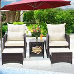 Koruiten 5 Pieces Wicker Patio Furn