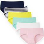 INNERSY Teenage Girls Pants Breathable Cotton Knickers Soft Striped Underwear Multipack 6 (M-UK 12 Girls, Solid Colour/Stripe)