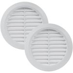 Vent Systems 4'' Inch - Pack of 2 - White - Soffit Vent Cover - Round Air Vent Louver - Grill Cover - Built-in Insect Screen - HVAC Vents for Bathroom, Home Office, Kitchen