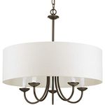 Progress Lighting P4217-20 5-Lt. Chain Hung Fixture Off-white linen fabric shade by Progress Lighting