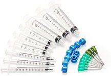 Dispense All - The 9 Pack - 10ml 3ml 1ml Syringes with 14G & 18G Blunt Tipped Dispensing Needles and Syringe Caps, Luer Lock | Repair Refill Mix Measure Transfer Ink Juice Oil Wood Glue Adhesive Epoxy