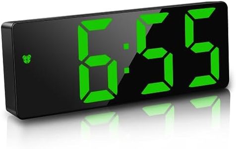 JQGO Sveglia Digitale da Comodino, Sveglia Digitale da Comodino Snooze con Visualizzazione, Ampio Display LED Digitale/Data/della/Temperatura, USB e Alimentato a Batteria, Verde