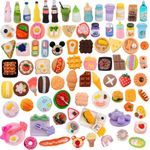 MUYIZI 100Pcs Miniature Food with Storage Box Mini Food Miniature Doll House Accessories Small Resin Doll Food Dollhouse Food Set for Pretend Play Kitchen